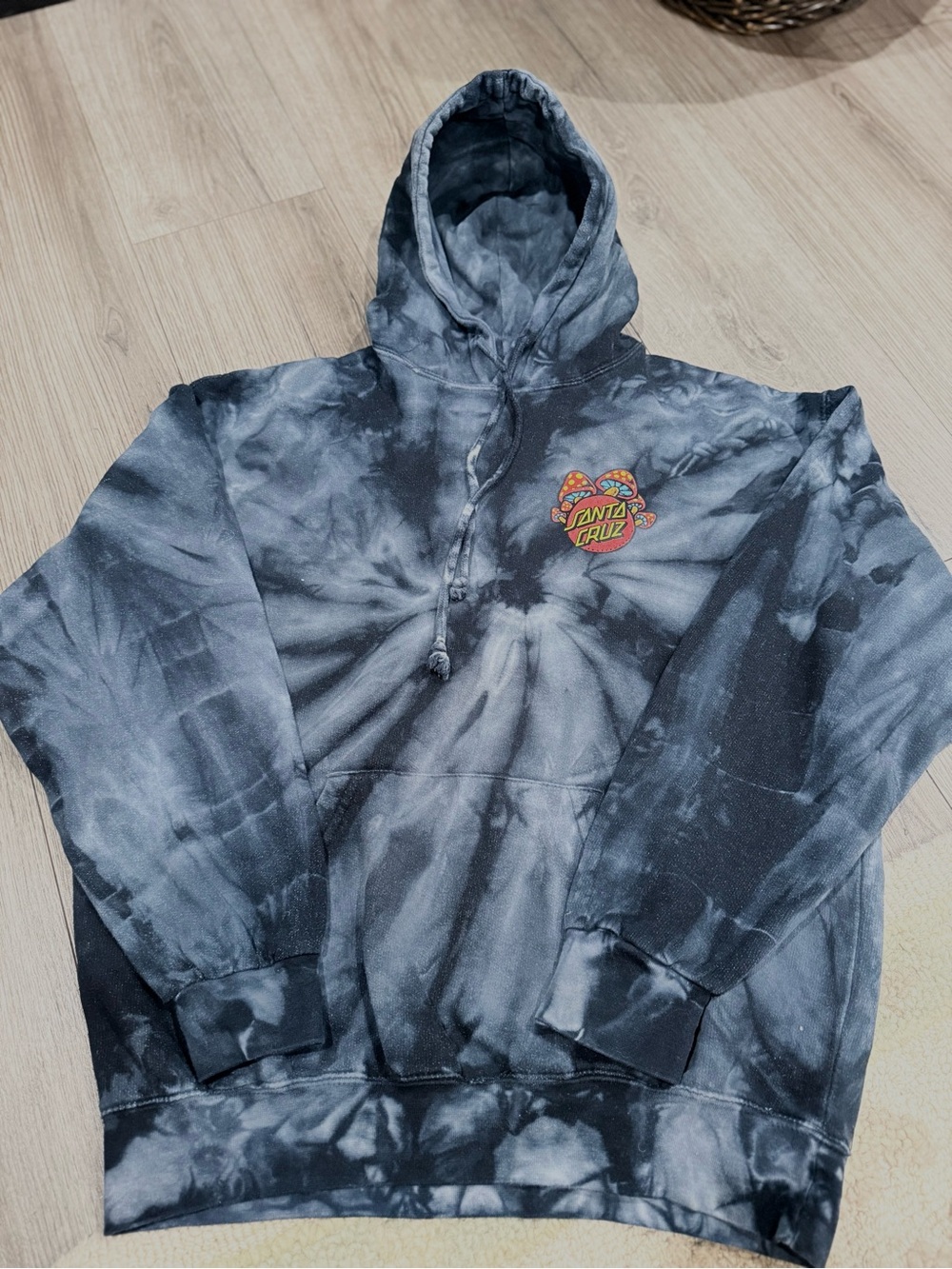 Unisex Santa Cruz Tie Dye Pullover Hoodie Graphic Print Blue Gray Men's M